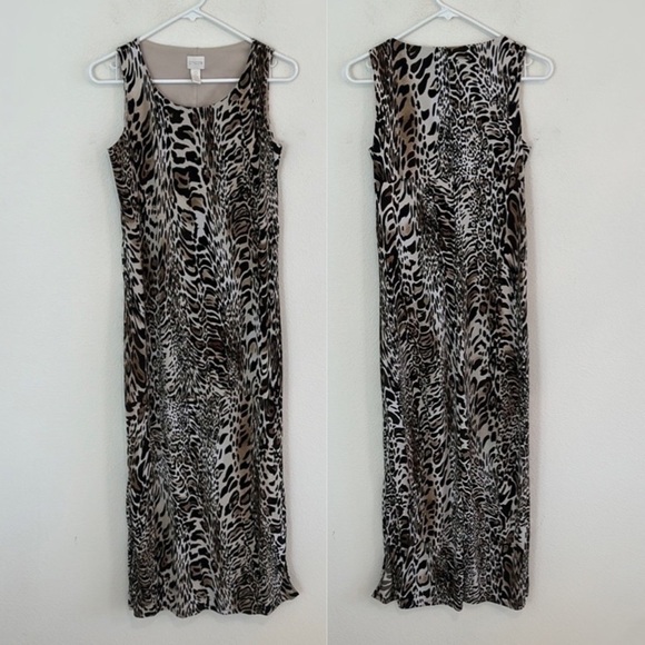 Chico’s Leopard Sleeveless Midi Dress - Picture 1 of 8